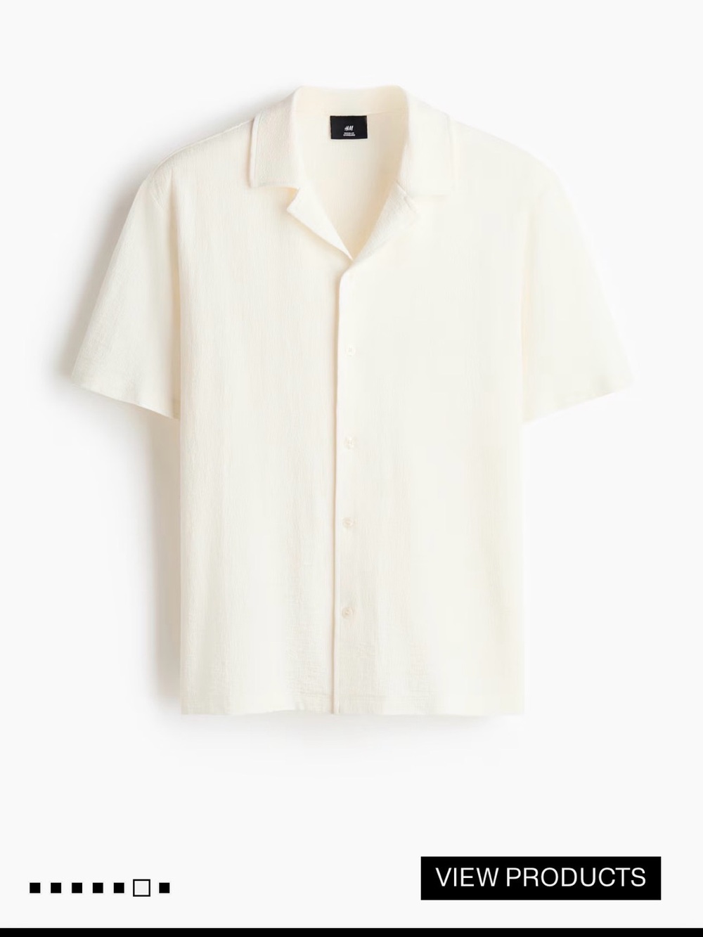 H&M Cream Short-Sleeve Button Down Shirt